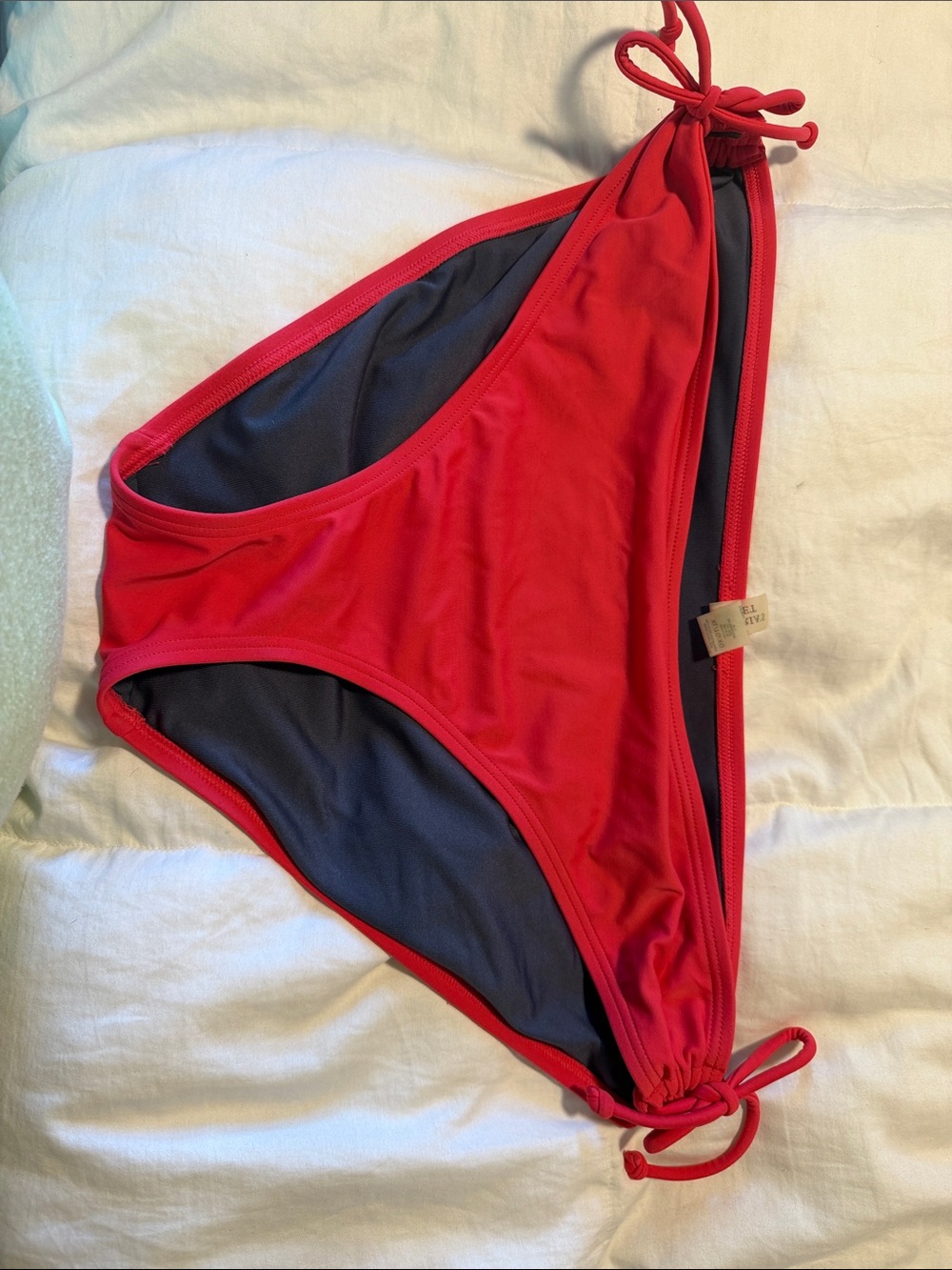Victoria's Secret Red Tie-Side Bikini Bottom with Navy Lining